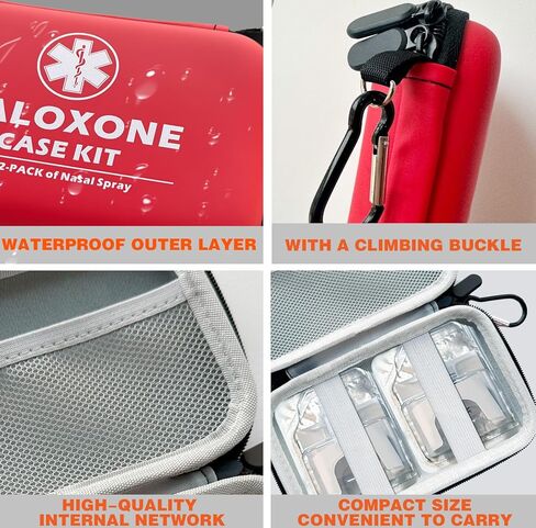 Naloxone Carrying Case Kit, Red Protective Storage Case with Medical id，Fits 2 Pack Nasal Spray,for Opioid Overdose Emergency,Hard Shell & Splash Resistant，（case only） (2) in Kuwait