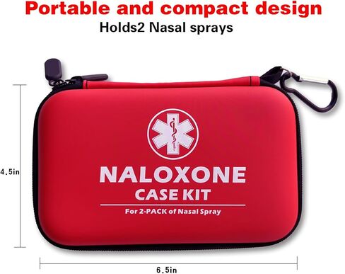 Naloxone Carrying Case Kit, Red Protective Storage Case with Medical id，Fits 2 Pack Nasal Spray,for Opioid Overdose Emergency,Hard Shell & Splash Resistant，（case only） (2) in Kuwait