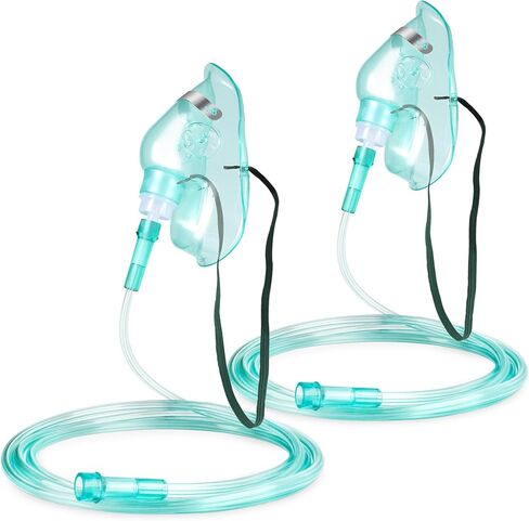 قناع أكسجين من ANSNF مكون من قطعتين للوجه للبالغين مع أنبوب بطول 16.6 سم وحزام مطاطي قابل للتعديل - مقاس S - بدون كوب in Kuwait