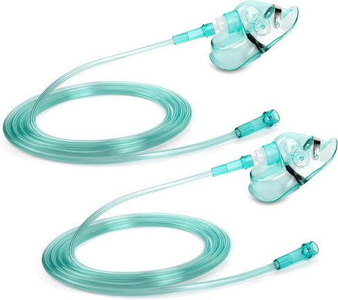 قناع أكسجين من ANSNF مكون من قطعتين للوجه للبالغين مع أنبوب بطول 16.6 سم وحزام مطاطي قابل للتعديل - مقاس S - بدون كوب in Kuwait