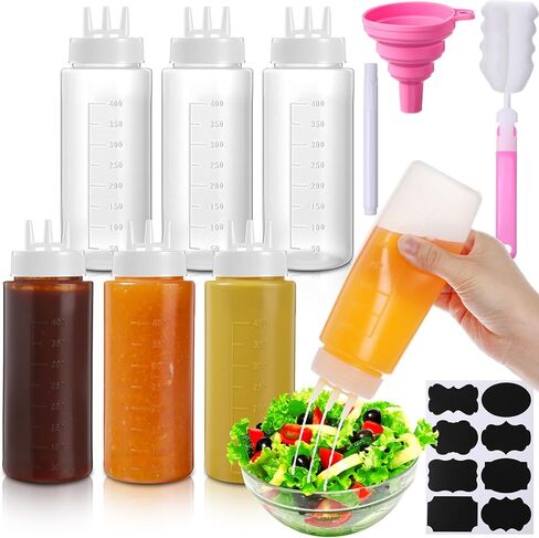 LemonRoad 6 Pcs 3 Hole Squeeze Bottles for Sauces Plastic Condiment Squeeze Bottles Tomato Sauce Ketchup Dispensers Salad Dressing Container Squirt for Oil BBQ Paint Pancake Craft(17 Oz/ 500 ml) in Saudi Arabia