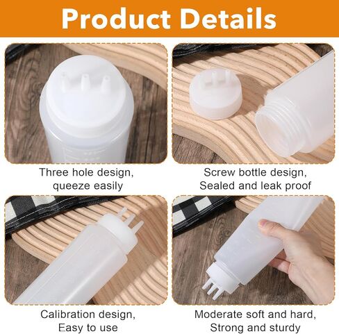10pcs 23oz Plastic Condiment Squeeze Bottles 3 Hole Squeeze Bottles for Sauces Refillable Plastic Dressing Squirt Bottle Leak Proof Ketchup Dispensers Salad Dressing Container for Oil BBQ Honey Paint in Saudi Arabia