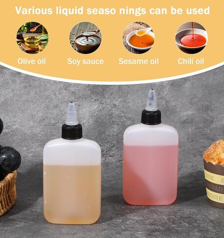 4Pcs Travel Oil Bottle, 4.5oz Small Camping Oil Container Squeeze Bottle for Camping & Cooking Leak Proof Dispenser, Travel Size Liquid Containers for Cooking in Saudi Arabia