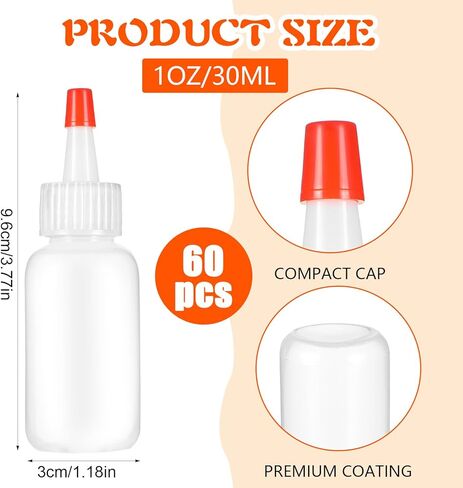 60 Pcs Squeeze Bottle for Liquids, Mini Sauce Bottles with Squeeze Top Caps, for Icing Cookie Decorating Sauces Condiments Arts Crafts (1 Oz) in Saudi Arabia