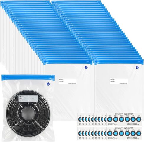 70Pcs 3D Printer Filament Storage Bags, 13.4 x 11.8 Inch Reusable Transparent Sealed Bags with Cobalt Free Humidity Indicator Cards, 3D Filament Vacuum Bags for Keeping Files Dry in Saudi Arabia