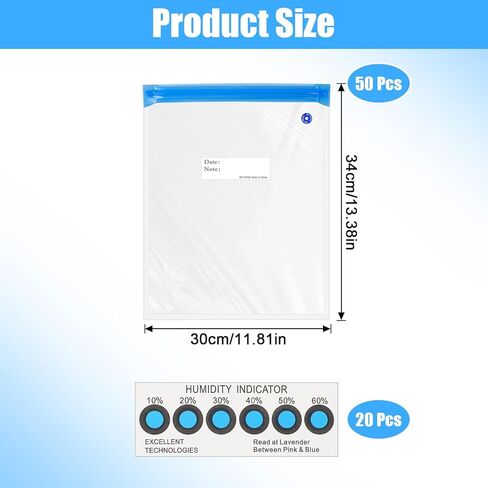 70Pcs 3D Printer Filament Storage Bags, 13.4 x 11.8 Inch Reusable Transparent Sealed Bags with Cobalt Free Humidity Indicator Cards, 3D Filament Vacuum Bags for Keeping Files Dry in Saudi Arabia