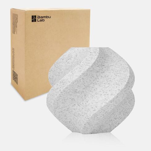 Bamboo Original Marble Textured PLA Filament 1.75mm Stone Rock PLA 3D Printer Filament with RFID for Bambu Lab X1/P1/A1 Series 1KG (2.2lbs) +/- 0.03mm (White Marble 13103) in Kuwait