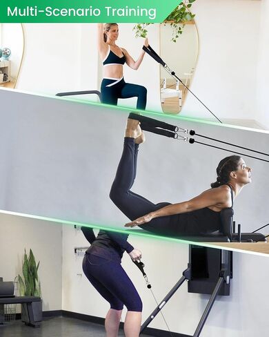 حلقات البيلاتيس مناسبة للأجهزة النغمية والمصلحة، أشرطة بيلاتيس مبطنة ناعمة بحلقة مزدوجة مع محول قفل على شكل حرف T، مع خطافات كبس، وأشرطة على شكل حرف D لملحقات تمارين اليوغا والجيم المنزلي (قطعتان) in Kuwait