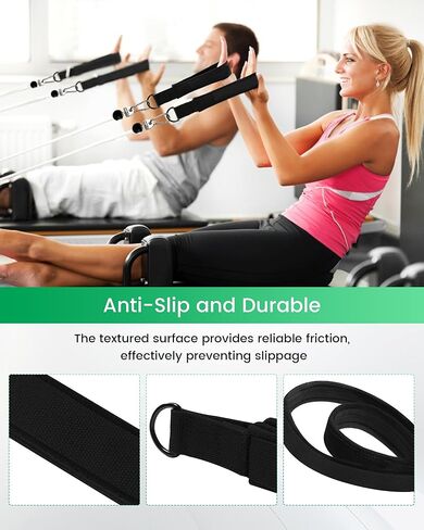 حلقات البيلاتيس مناسبة للأجهزة النغمية والمصلحة، أشرطة بيلاتيس مبطنة ناعمة بحلقة مزدوجة مع محول قفل على شكل حرف T، مع خطافات كبس، وأشرطة على شكل حرف D لملحقات تمارين اليوغا والجيم المنزلي (قطعتان) in Kuwait