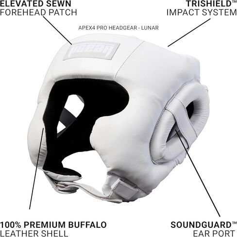 Tigear APEX4 Lunar - غطاء رأس احترافي للفنون القتالية | الفنون القتالية المختلطة، المواي تاي، الكيك بوكسينغ، السجال | 100% جلد جاموس in Kuwait