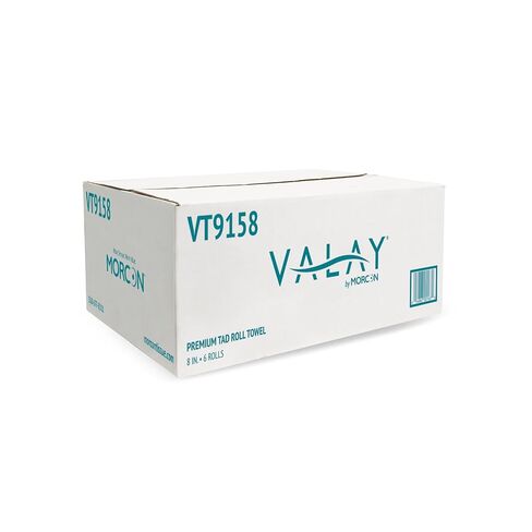 Valay من Morcon VT9158 مناشف Valay Premium TAD ذات الجرح الصلب، طبقة واحدة، 8 بوصة. × 600 قدم، أبيض، 6 قطع in Kuwait