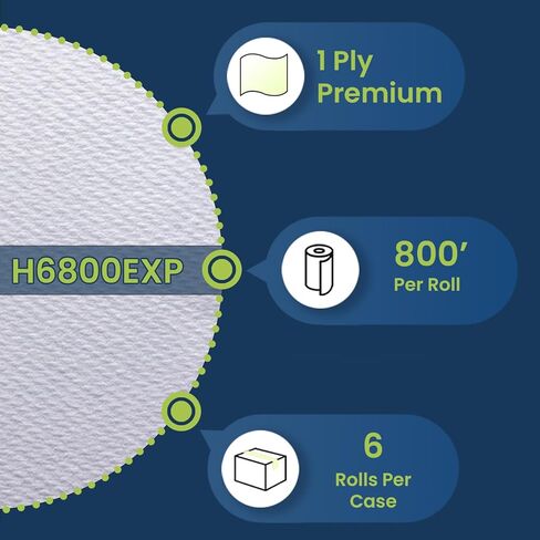 مناشف Marcal® Premium ذات الجرح الصلب (H6800EXP)، 7.875 بوصة × 800 بوصة، منشفة ملفوفة ممتازة، (6 لفات/علبة، 4.800 بوصة/علبة) - تناسب معظم موزعات المناشف الملفوفة ذات الجرح الصلب العالمية in Kuwait