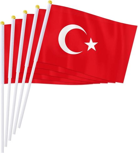 Pterosaur 100 Pack Türkiye Flag Handheld ، 5.5 × 8.2 بوصة من الأعلام الوطنية الصغيرة التركية التركية ، العالم الآسيوي للشرق الأوسط Türkiye. in Kuwait