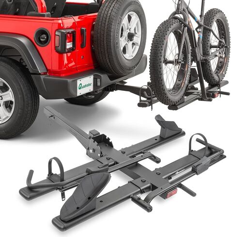 حامل دراجة Quadratec Deluxe 2-Bike Hitch Mount للدراجات الإلكترونية - يدعم الدراجات الكهربائية الثقيلة والإطارات الدهنية بعرض يصل إلى 4 بوصات - ميزة التأرجح والطي - يناسب جيب رانجلر وسيارات الدفع الرباعي والمركبات الترفيهية والشاحنات والمقطورات in Saudi Arabia