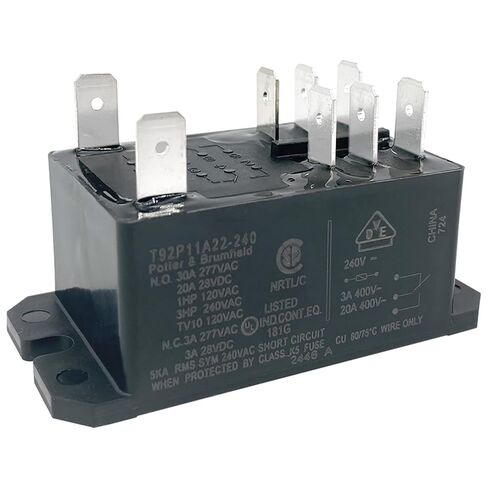 T92P11A22-240 Power Relay (1-Pack), 8-Pin DPDT 2-Pole 30A 240VAC Coil General Purpose Replacement Component, Heavy Duty Contactor for Industrial Motor Control & HVAC/R Systems, Replaces T92 Series in Saudi Arabia