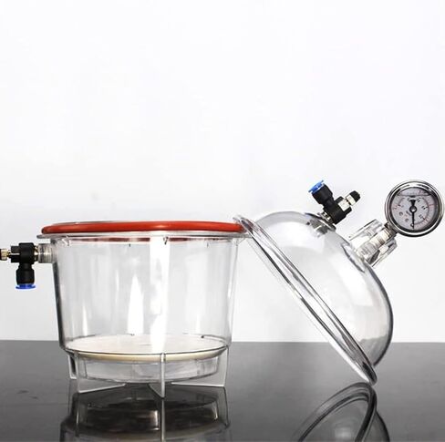 COYEUX 150mm Vacuum Desiccator, Laboratory Transparent Drying Equipment, with Pressure Gauge, Double Valve, for Laboratory Research Vacuum Drying Storage in Kuwait