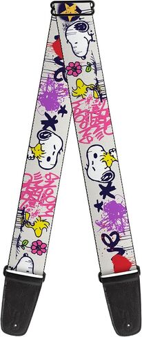 Buckle-Down Peanuts Guitar Strap, Peanuts Snoopy and Woodstock Graffiti Collage Multi Color, 2 Inches Wide in Kuwait