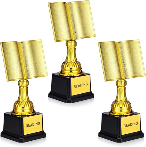 Kenning 3 Pcs Reading Trophy Bulk Gold Trophy for Family Activities Study Tournament in Saudi Arabia