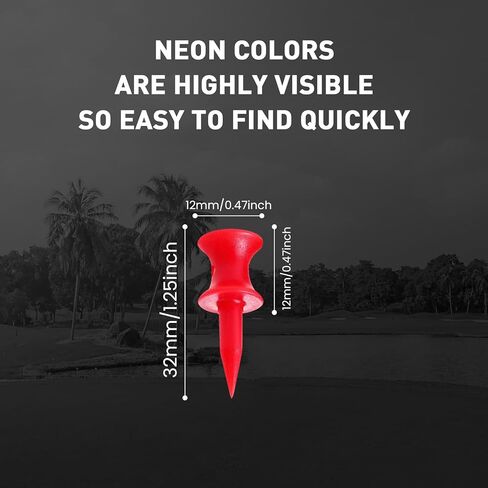 تي شيرت Castle Golf مقاس 1 1/4 بوصة، قيمة 100 قطعة، ارتفاع ثابت من البلاستيك غير القابل للكسر لـ Par 3 ولقطات حديدية، مقاس صغير باللون الأحمر in Kuwait