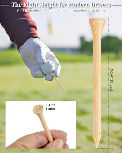 ATPEAM Bamboo Golf Tees 3-1/4'' Golf Tees More Stable Reduce Side Spin and Friction (500 pcs) in Saudi Arabia