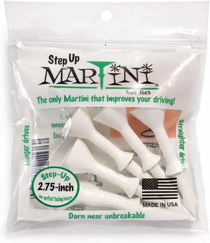 تيشيرت جولف مارتيني متوسطة الحجم مقاس 2.75 بوصة للسائق، ارتفاع ثابت 1 3/8 بوصة فوق الأرض، راتنج بوليمر متين، سهولة وضع الكوب الكبير، إطلاق أطول وأكثر استقامة، غير قابل للكسر تقريبًا in Kuwait