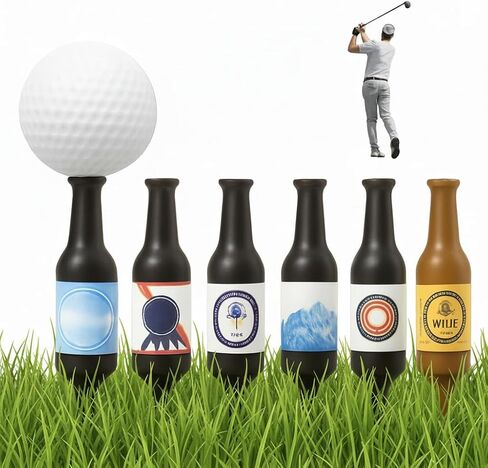 6PCS 3.9" x 0.5" Beer Bottle Golf Tees – Handmade, Virtually Unbreakable & Recyclable Plastic Golf Tees, Durable Novelty Gift for Men, Golfers & Bachelor Parties in Saudi Arabia
