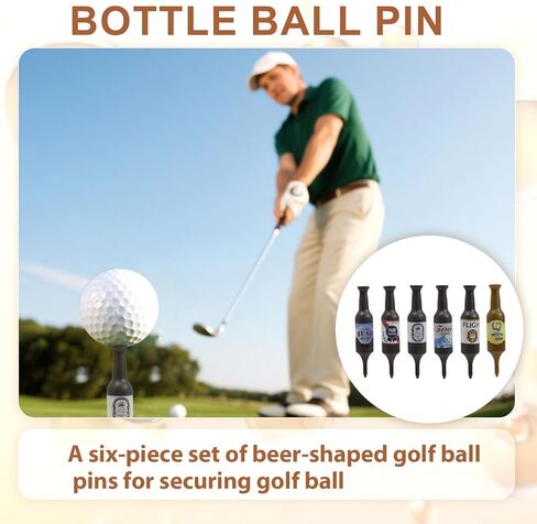 6PCS 3.9" x 0.5" Beer Bottle Golf Tees – Handmade, Virtually Unbreakable & Recyclable Plastic Golf Tees, Durable Novelty Gift for Men, Golfers & Bachelor Parties in Saudi Arabia