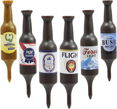 6PCS 3.9" x 0.5" Beer Bottle Golf Tees – Handmade, Virtually Unbreakable & Recyclable Plastic Golf Tees, Durable Novelty Gift for Men, Golfers & Bachelor Parties in Saudi Arabia