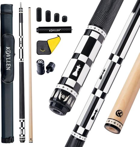 KONLLEN 3 Cushion Carom Cue Stick Billiard Cue Stick Kit with Case (142cm, 12mm Sea-Eye Tip, Radial Pin Joint, Adjustable Weight, Carom Professional Taper) in Kuwait