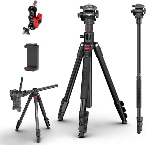 ترايبود كاميرا 72 بوصة مع عمود مركزي ، وأروز ثلاثية السفر برأس كرة 360 درجة ، و monopod قابلة للفصل مع لوحة ARCA QR ، وترايبود أفقي للكاميرا ، DSLR ، MAX LOAD 5KG (KX3939MINI A32) in Kuwait