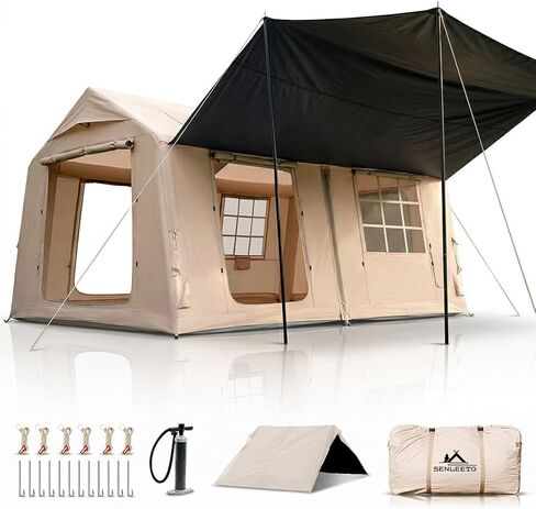 10-12 شخصًا خيمة كبيرة قابلة للنفخ للتخييم ، وتفجير الخيام مع المظلة ، وخيمة منزل قابلة للنفخ 10 * 13 قدمًا مع مقبس الموقد ، وإعداد سهلة للتخييم ، وخيام غامضة للموسم 4 موسم in Kuwait