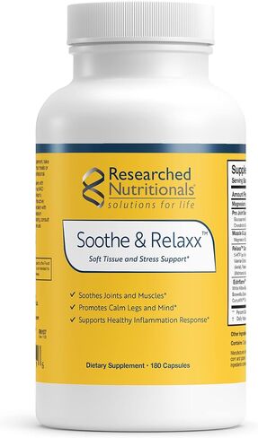 Researched Nutritionals Soothe & Relaxx - Soft Tissue, Muscle + Support Supplement - A Gentle Health Supplement for Calming Relief - Soothe Your Body + Mind (180 Capsules) in Kuwait