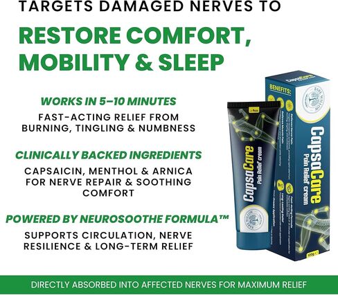 كريم كابسا كير مع الكابسيسين 0.125% والمغنيسيوم، مزيج مهدئ عصبي مع الأرنيكا والجلوكوزامين والمنثول والصبار، كريم موضعي مرطب للبشرة غير دهني للرجال والنساء، 100 جرام (عبوتان) in Kuwait