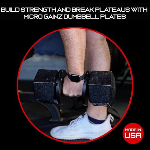 Micro Gainz 6 Piece Set of 1LB, 1.25LB, & 2.5LB Dumbbell Fractional Weight Plates (2 of each size plate), Designed for Dumbbell Training, Made In USA in Kuwait