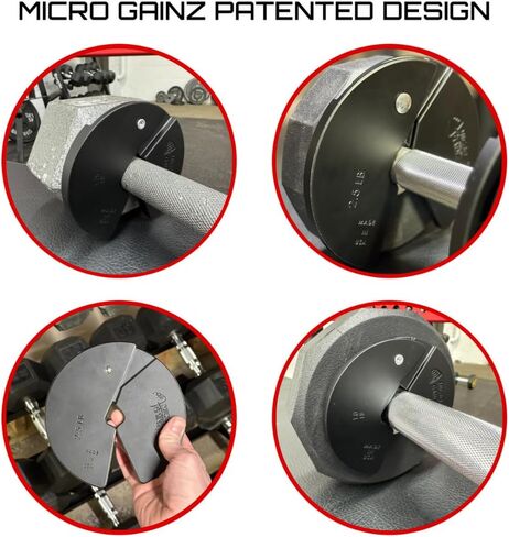 Micro Gainz 6 Piece Set of 1LB, 1.25LB, & 2.5LB Dumbbell Fractional Weight Plates (2 of each size plate), Designed for Dumbbell Training, Made In USA in Kuwait