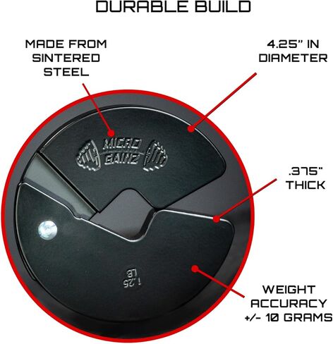 Micro Gainz 6 Piece Set of 1LB, 1.25LB, & 2.5LB Dumbbell Fractional Weight Plates (2 of each size plate), Designed for Dumbbell Training, Made In USA in Kuwait