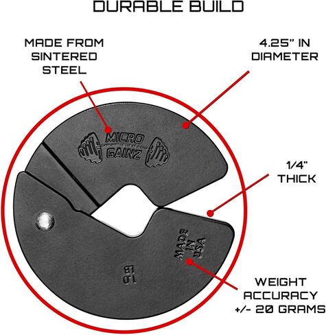 Micro Gainz 6 Piece Set of 1LB, 1.25LB, & 2.5LB Dumbbell Fractional Weight Plates (2 of each size plate), Designed for Dumbbell Training, Made In USA in Kuwait