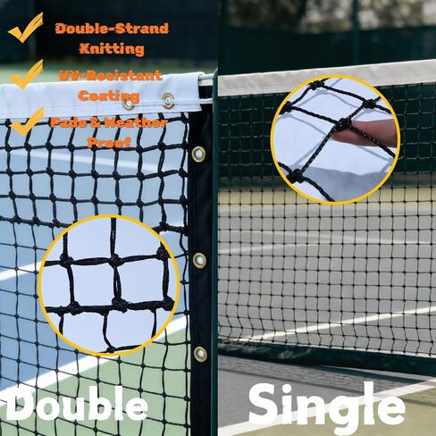 Professional Tennis Net 42ft x 3.5ft | Double Layer Woven Tennis Court Net Replacement with 6mm Cable & Poles | Heavy Duty UV/Waterproof Net for Club, Coach & Backyard in Saudi Arabia