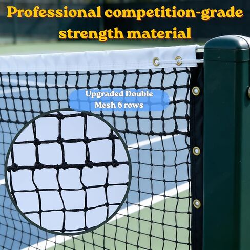 Professional Tennis Net 42ft x 3.5ft | Double Layer Woven Tennis Court Net Replacement with 6mm Cable & Poles | Heavy Duty UV/Waterproof Net for Club, Coach & Backyard in Saudi Arabia