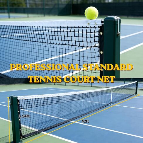 Professional Tennis Net 42ft x 3.5ft | Double Layer Woven Tennis Court Net Replacement with 6mm Cable & Poles | Heavy Duty UV/Waterproof Net for Club, Coach & Backyard in Saudi Arabia