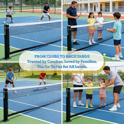 Professional Tennis Net 42ft x 3.5ft | Double Layer Woven Tennis Court Net Replacement with 6mm Cable & Poles | Heavy Duty UV/Waterproof Net for Club, Coach & Backyard in Saudi Arabia
