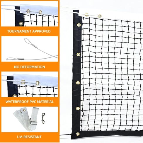 Professional Tennis Net 42ft x 3.5ft – Single Layer Heavy-Duty Court Replacement Net with 6mm Steel Cable & Complete Accessories | UV/Water-Resistant, Ideal for Court Contractors & Schools in Saudi Arabia