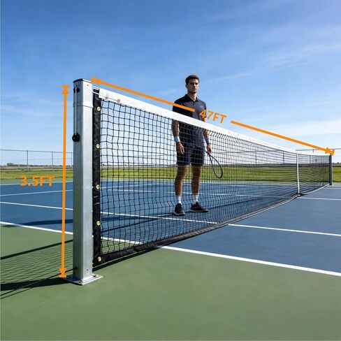 Professional Tennis Net 42ft x 3.5ft – Single Layer Heavy-Duty Court Replacement Net with 6mm Steel Cable & Complete Accessories | UV/Water-Resistant, Ideal for Court Contractors & Schools in Saudi Arabia