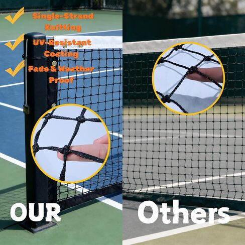Professional Tennis Net 42ft x 3.5ft - Heavy Duty Single Layer Court Replacement with 6mm Cable & Poles | UV/Waterproof, Complete Kit for Coach, School & Backyard in Saudi Arabia