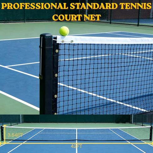 Professional Tennis Net 42ft x 3.5ft - Heavy Duty Single Layer Court Replacement with 6mm Cable & Poles | UV/Waterproof, Complete Kit for Coach, School & Backyard in Saudi Arabia