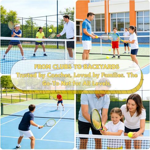 Professional Tennis Net 42ft x 3.5ft - Heavy Duty Single Layer Court Replacement with 6mm Cable & Poles | UV/Waterproof, Complete Kit for Coach, School & Backyard in Saudi Arabia