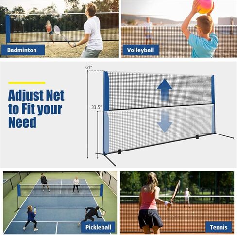 10 Foot Sports net Cover - Adjustable Height (33.5-61 inches), Suitable for Badminton/Volleyball/Table Tennis/Tennis use in Saudi Arabia