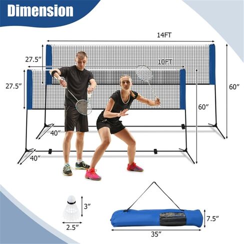 10 Foot Sports net Cover - Adjustable Height (33.5-61 inches), Suitable for Badminton/Volleyball/Table Tennis/Tennis use in Saudi Arabia