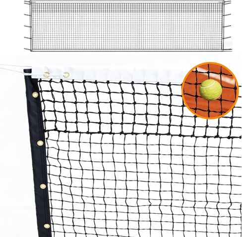 Professional Tennis Net 42ft x 3.5ft | Double-Layer Woven Court Replacement Net with 6mm Steel Cable & Center Strap – Heavy-Duty UV/Water-Resistant Net for Clubs, Coaches, and Backyard Use in Saudi Arabia