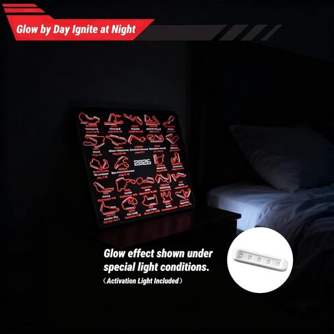 AIVONO 2026 Racing Map Wall Art Picture, Premium Black and Red Track Glow-In-The-Dark Display with Date Markings, Suitable for Racing-Themed Home - A Gift for Fans in Saudi Arabia
